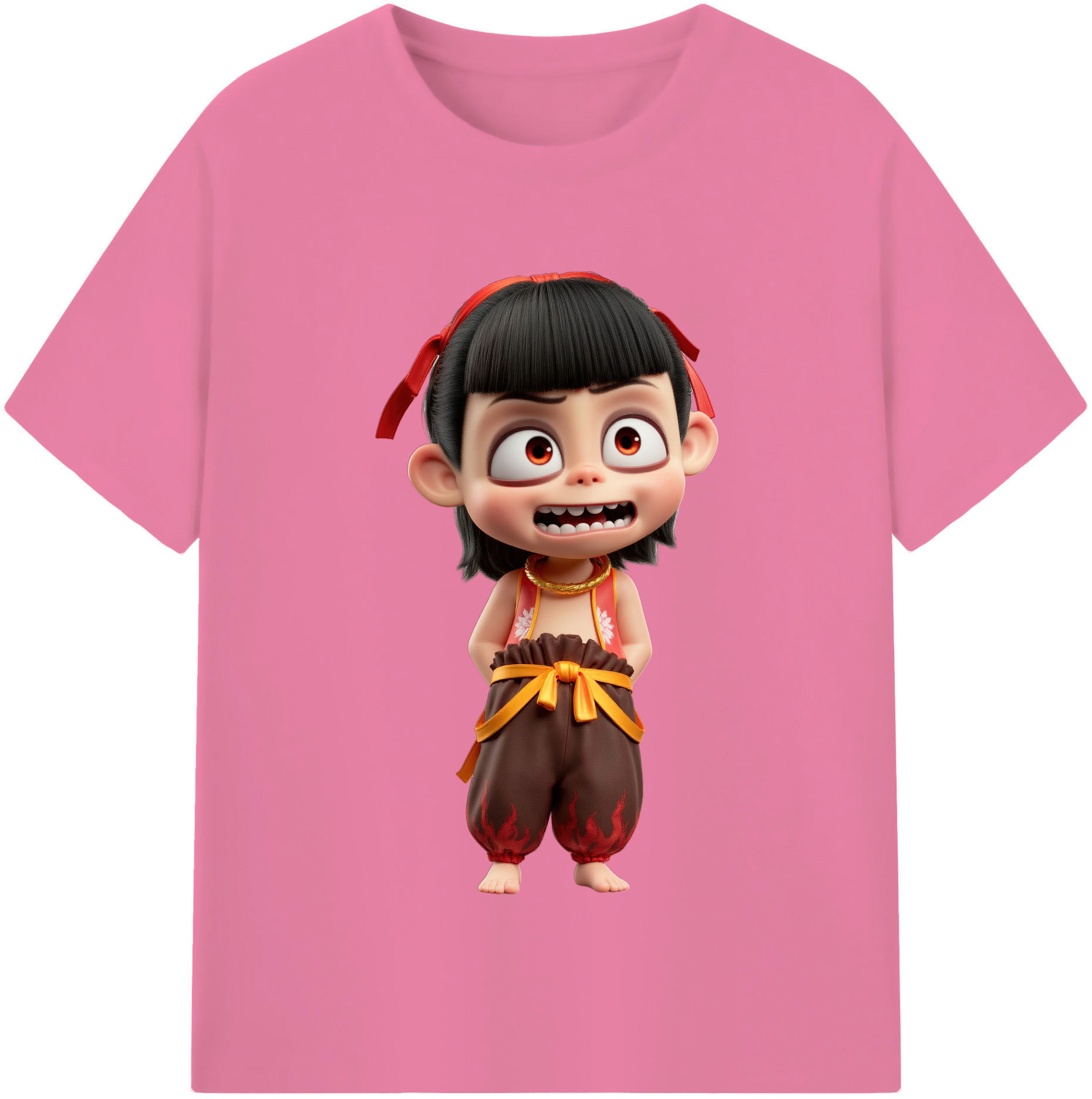 （画像用） Ne Zha 2 ナタ 魔童の大暴れ 綿100％半袖Tシャツ（フロントプリント）